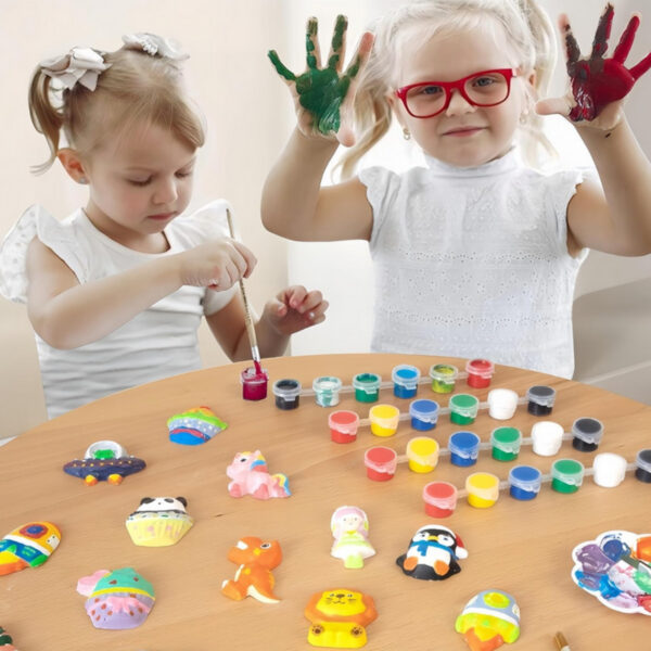 WOOPIE Zestaw Kreatywny z Farbami DIY Zrób Odlewy Gipsowe Figurki i Pomaluj - Zestaw Dinozaury - 002