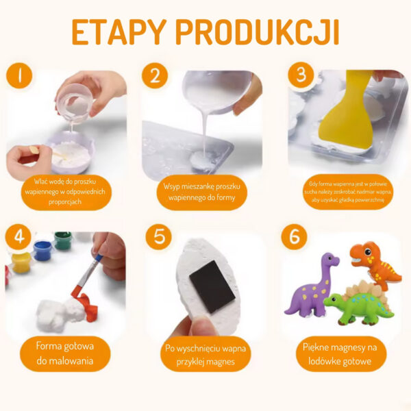 WOOPIE Zestaw Kreatywny z Farbami DIY Zrób Odlewy Gipsowe Figurki i Pomaluj - Zestaw Dinozaury - 003