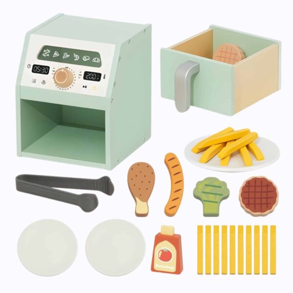 Zestaw Kuchenny Air Fryer Drewniany z Jedzeniem 10 el Tooky Toy - 005