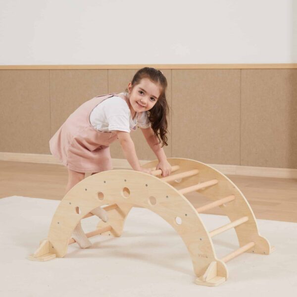 Drewniany Bujak Montessori Viga Naturalny - Wielofunkcyjny Mostek - 002