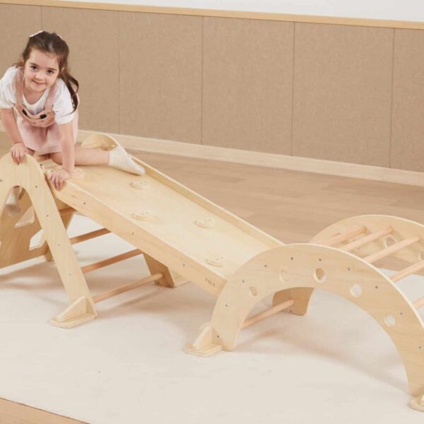 Drewniany Bujak Montessori Viga Naturalny - Wielofunkcyjny Mostek - 007