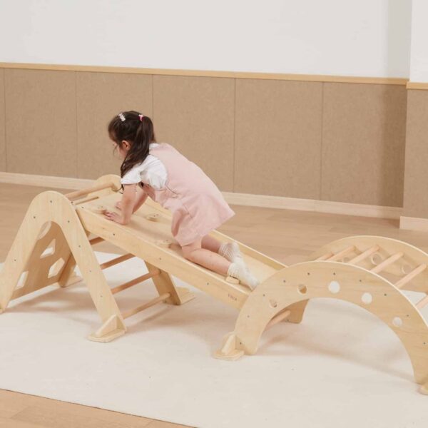 Drewniany Bujak Montessori Viga Naturalny - Wielofunkcyjny Mostek - 008