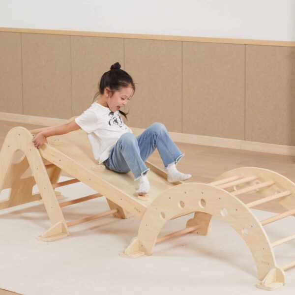 Drewniany Bujak Montessori Viga Naturalny - Wielofunkcyjny Mostek - 011