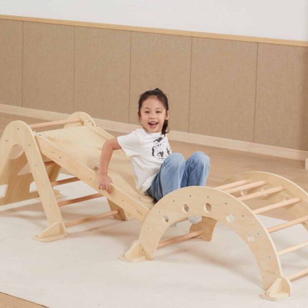 Drewniany Bujak Montessori Viga Naturalny - Wielofunkcyjny Mostek - 012