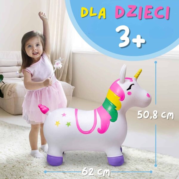 WOOPIE Skoczek Gumowy do Skakania Jednorożec Biały+ Pompka - 002