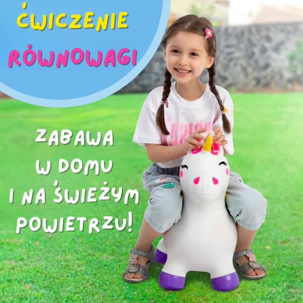 WOOPIE Skoczek Gumowy do Skakania Jednorożec Biały+ Pompka - 003