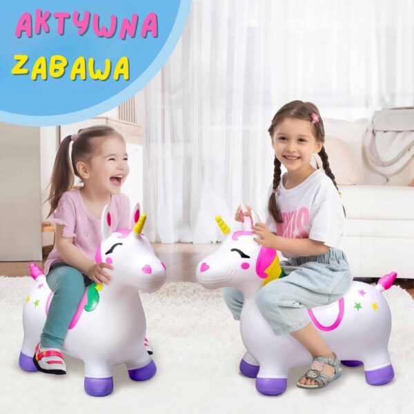 WOOPIE Skoczek Gumowy do Skakania Jednorożec Biały+ Pompka - 004
