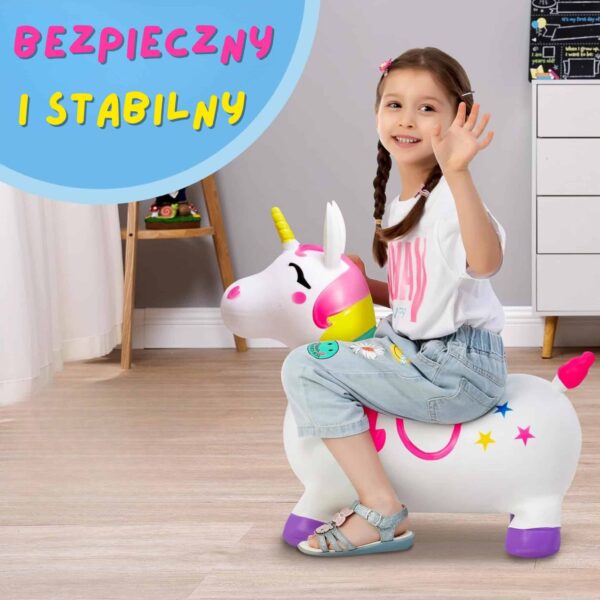 WOOPIE Skoczek Gumowy do Skakania Jednorożec Biały+ Pompka - 006