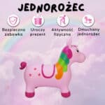 WOOPIE Skoczek Gumowy do Skakania Jednorożec Różowy + Pompka - 002