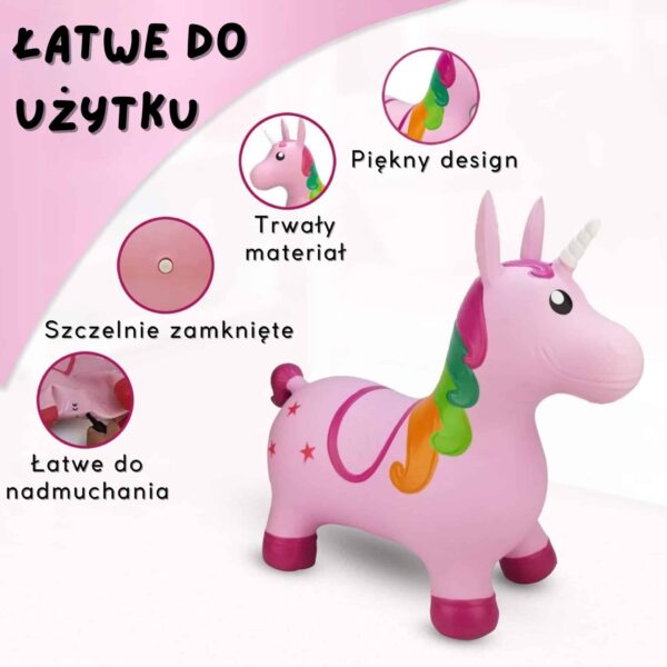 WOOPIE Skoczek Gumowy do Skakania Jednorożec Różowy + Pompka - 003