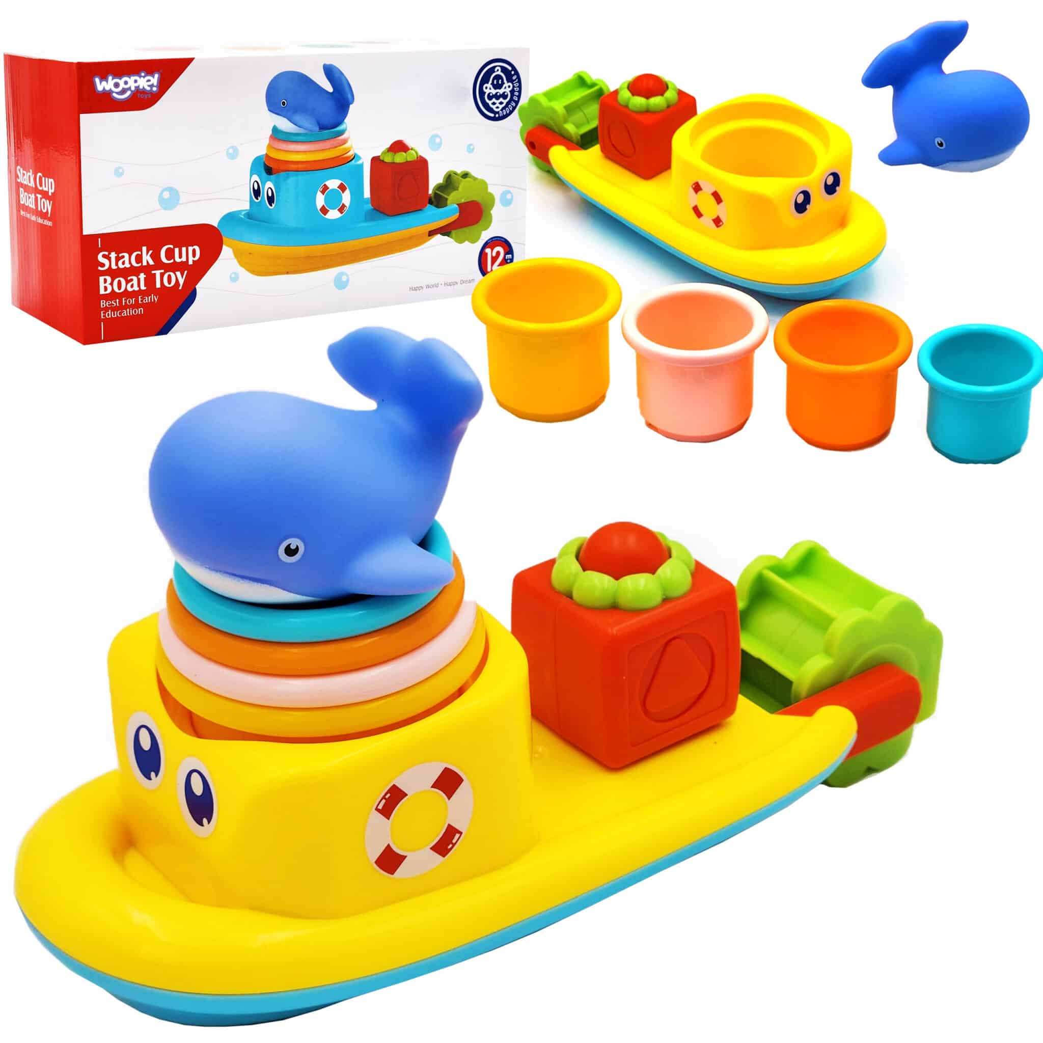 Zabawka do kąpieli statek kubeczki wieloryb 12m+ – WOOPIE BABY - 001