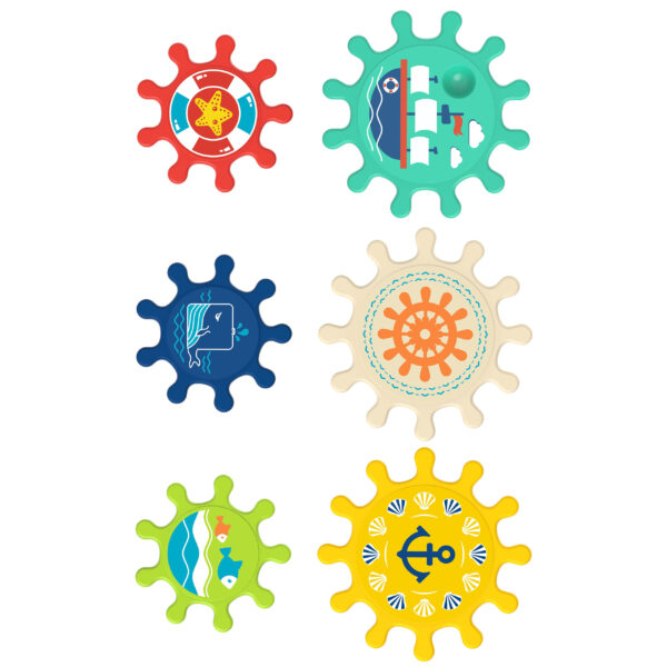 Kolorowe Zębatki do Kąpieli Morskie 6 szt. - WOOPIE BABY - 002