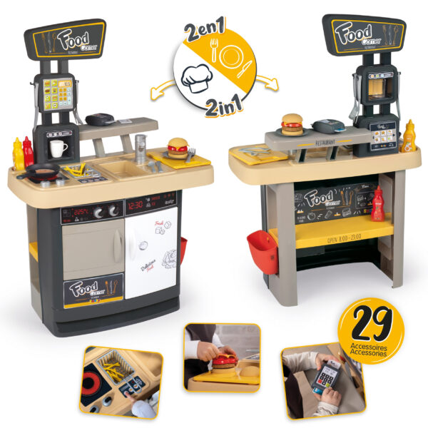 SMOBY Restauracja Bar dla Dzieci 2w1 Kuchnia Jadalnia Akcesoria - 001