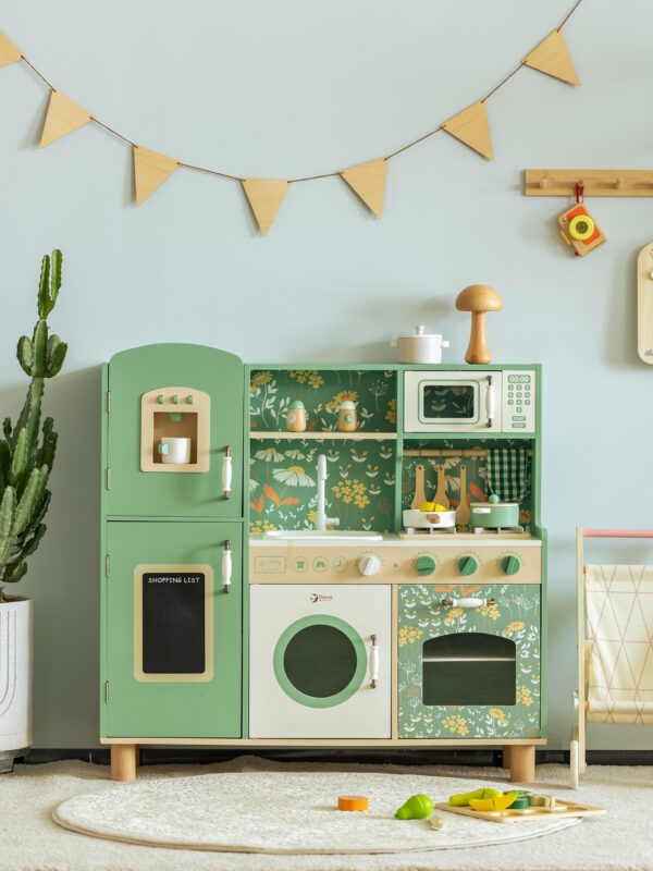 CLASSIC WORLD Duża Drewniana Kuchnia Vintage dla Dzieci + Akc - 003