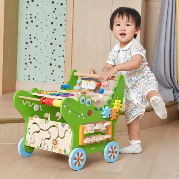 VIGA Drewniany Pchacz Edukacyjny Krokodylek 12w1 - 002