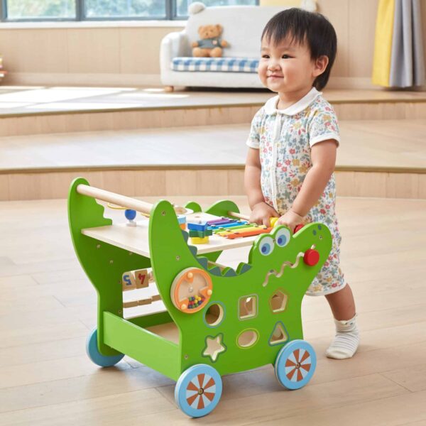 VIGA Drewniany Pchacz Edukacyjny Krokodylek 12w1 - 003