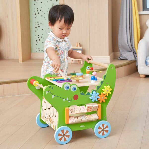 VIGA Drewniany Pchacz Edukacyjny Krokodylek 12w1 - 004