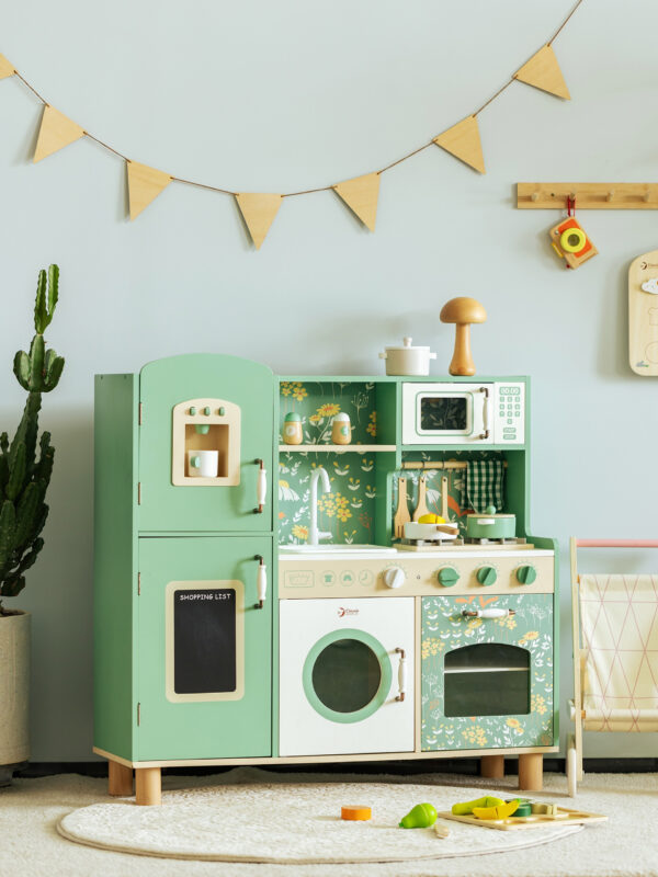 CLASSIC WORLD Duża Drewniana Kuchnia Vintage dla Dzieci + Akc - 007