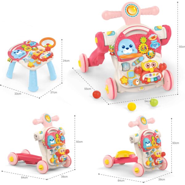 WOOPIE BABY Pchacz Chodzik Stolik Edukacyjny Hulajnoga Jeździk 4w1 - 002