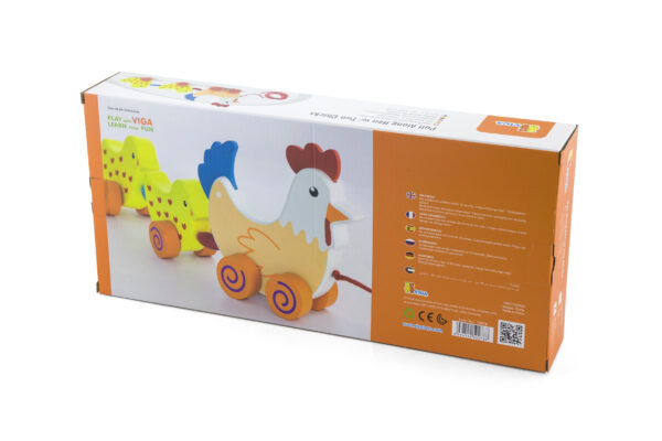 VIGA Zestaw do ciągnięcia Kurka z kurczakami 36 cm - 006