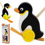 Pierwszy Pchacz Drewniany Viga Toys – Pingwin z Dźwiękiem Kłapania 12m+ - 001