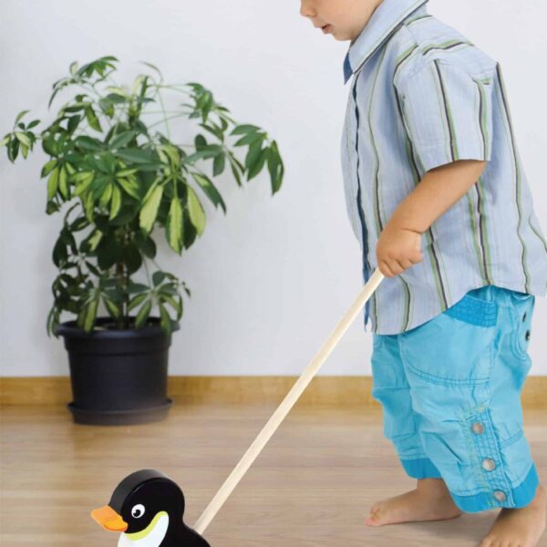 Pierwszy Pchacz Drewniany Viga Toys – Pingwin z Dźwiękiem Kłapania 12m+ - 003