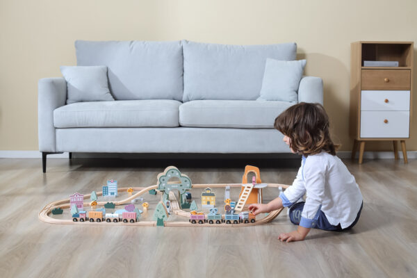 VIGA PolarB Drewniana kolejka dla dzieci Pociąg Tor 90 elementów - 006