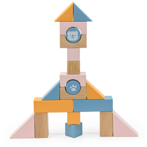 VIGA PolarB Drewniany Wózek do Ciągnięcia + Klocki 21 el. - 003