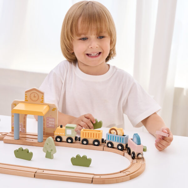 Viga PolarB Drewniany Zestaw Kolejowy 30 el. - 006