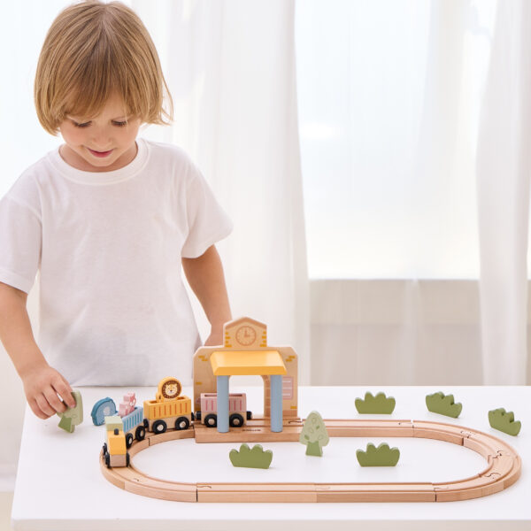 Viga PolarB Drewniany Zestaw Kolejowy 30 el. - 015