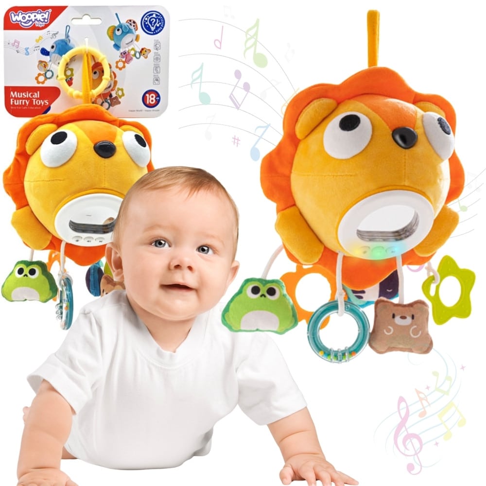 WOOPIE Baby Pluszowy Lew Maskotka Interaktywna Przytulanka Muzyczna z Zawieszkami i Gryzakami - 001