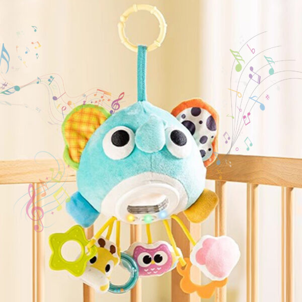 WOOPIE Baby Pluszowy Słonik Maskotka Interaktywna Przytulanka Muzyczna z Zawieszkami i Gryzakami - 003