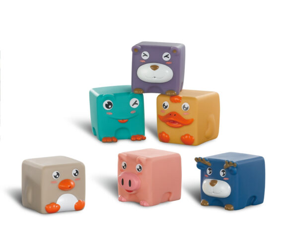 WOOPIE BABY Klocki Sensoryczne Układanka do Ściskania Dźwięk Zwierzątka 12 el. - 005