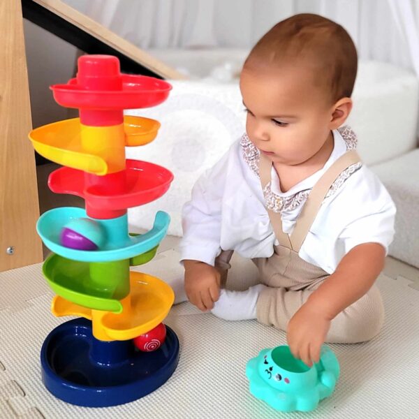 Interaktywny tor kulkowy spirala z grzechotką - Woopie Baby - 002