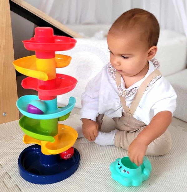 Interaktywny tor kulkowy spirala z grzechotką - Woopie Baby - 002