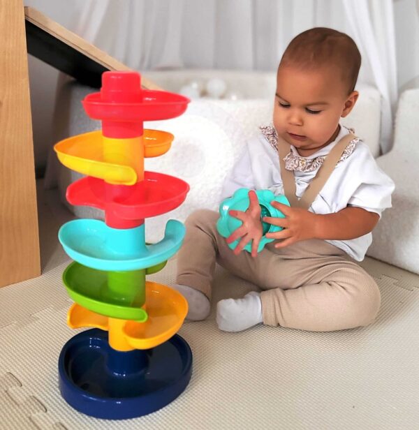 Interaktywny tor kulkowy spirala z grzechotką - Woopie Baby - 003