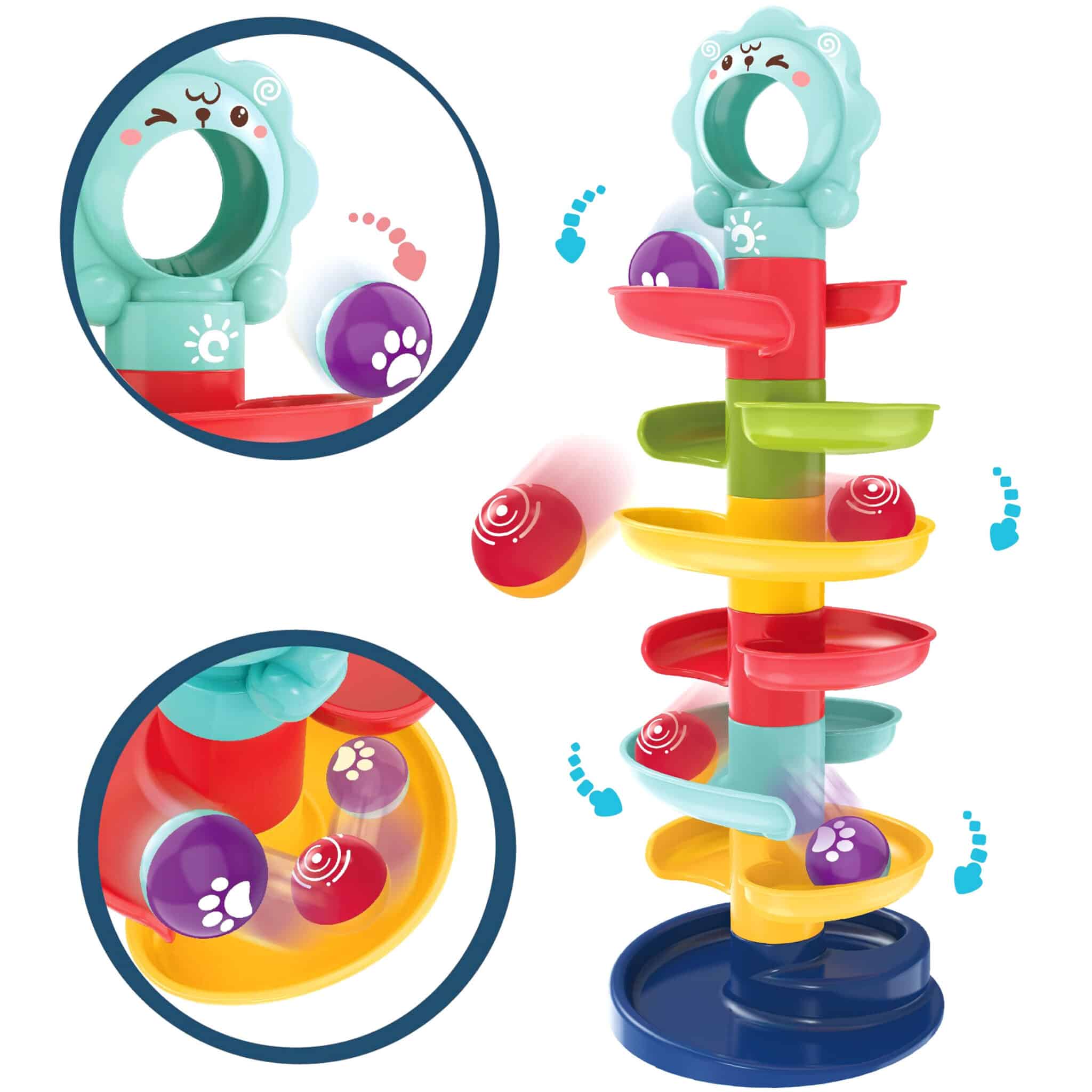 Interaktywny tor kulkowy spirala z grzechotką - Woopie Baby - 012