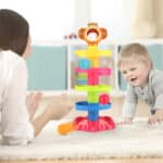 Edukacyjny tor kulkowy wieża spirala z grzechoczącymi kulkami - Woopie Baby - 002