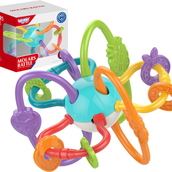 WOOPIE BABY ZABAWKA SENSORYCZNA GRZECHOTKA GRYZAK 2w1 - 001