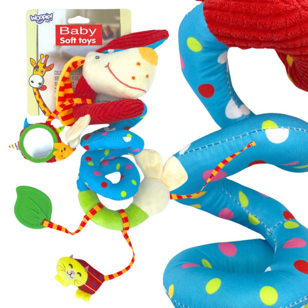 WOOPIE BABY Miękka Zawieszka Spirala do Wózka  Łóżeczka Piesek Edukacyjna - 001