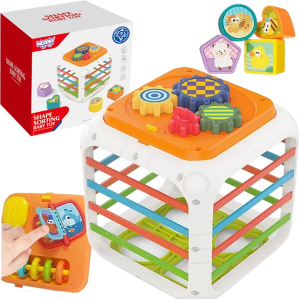 WOOPIE Kostka Edukacyjna Sorter 4w1 Kształty 18m+ - 001