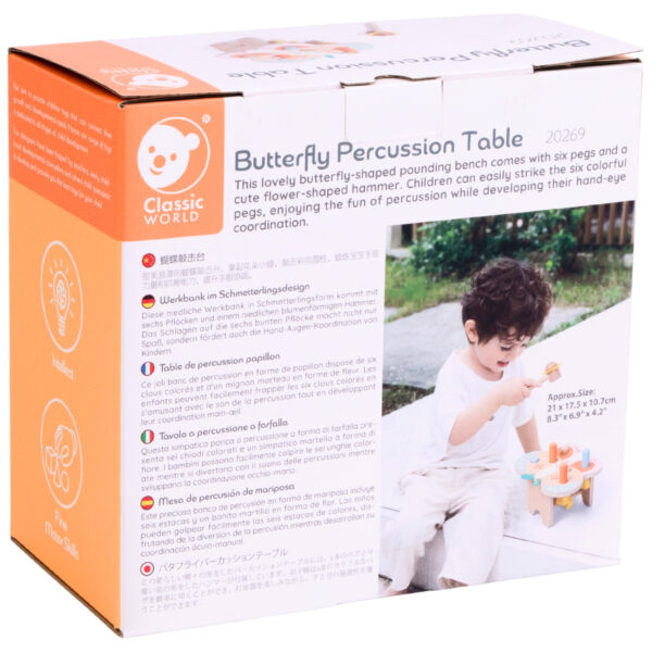 CLASSIC WORLD Wbijak Pastelowy Motylek Montessori z Młoteczkiem - 006