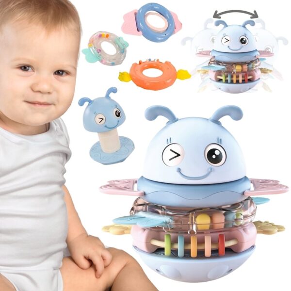 WOOPIE Baby Wańka Wstańka Zabawka Sensoryczna 2w1 Grzechotka Gryzak - 001