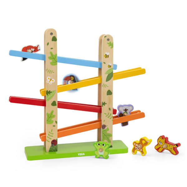VIGA Drewniana Zjeżdżalnia dla Zwierzątek Dżungla 7 el. - 006
