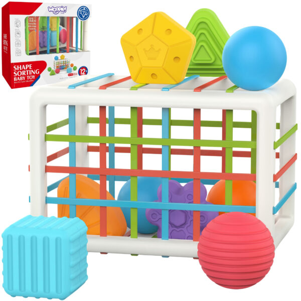 WOOPIE BABY Elastyczna Kostka Sensoryczna Sorter dla Dzieci Kolorowe Kształty 13 el. - 001