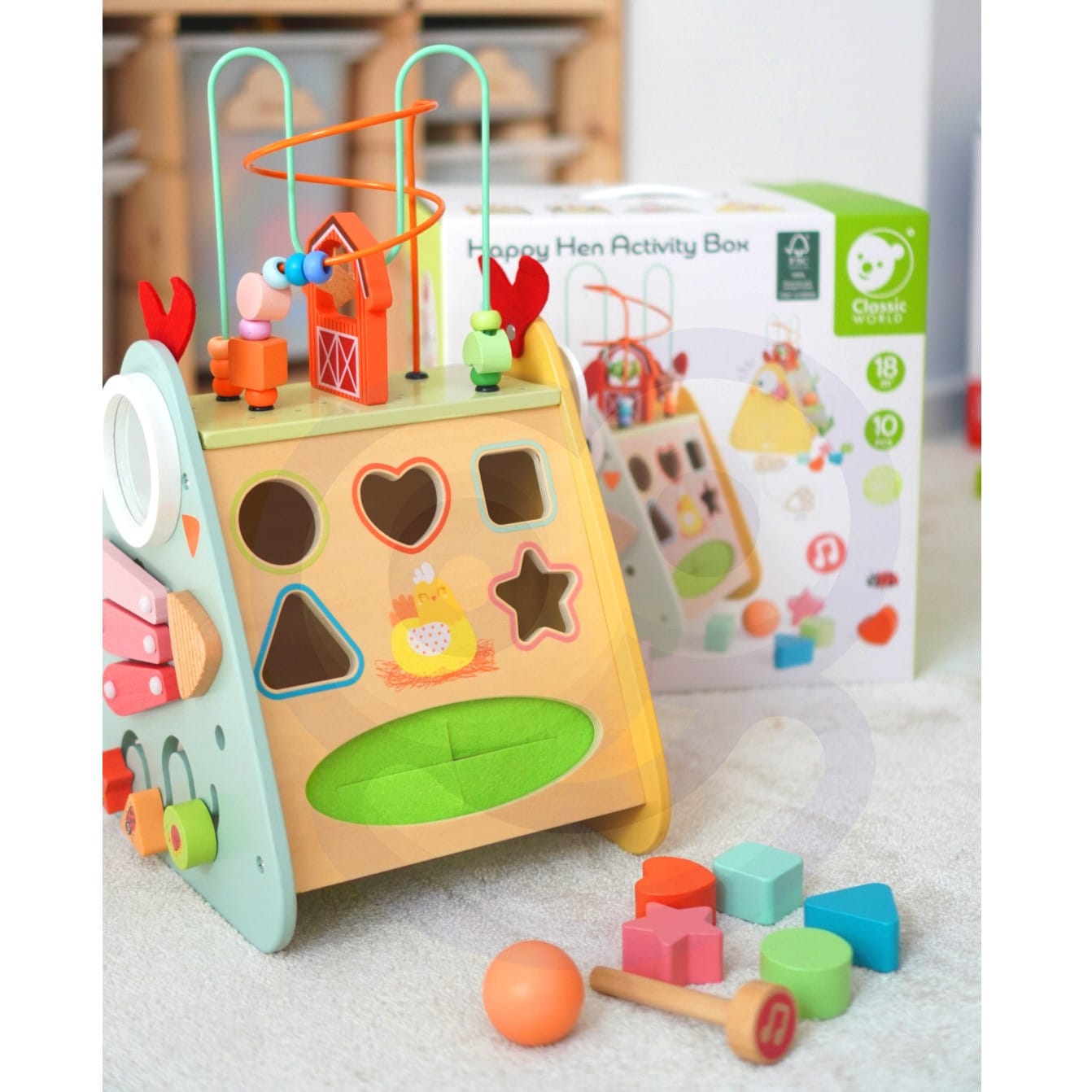 Kostka Montessori 10w1 Szczęśliwa Farma XXL Drewniana Classic World - 002