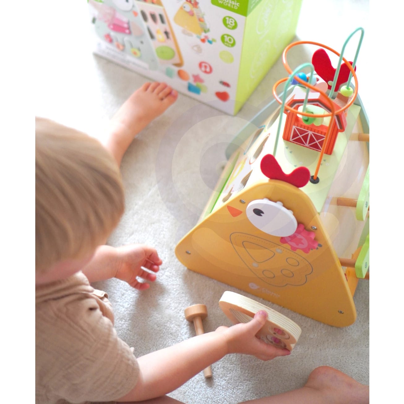 Kostka Montessori 10w1 Szczęśliwa Farma XXL Drewniana Classic World - 006