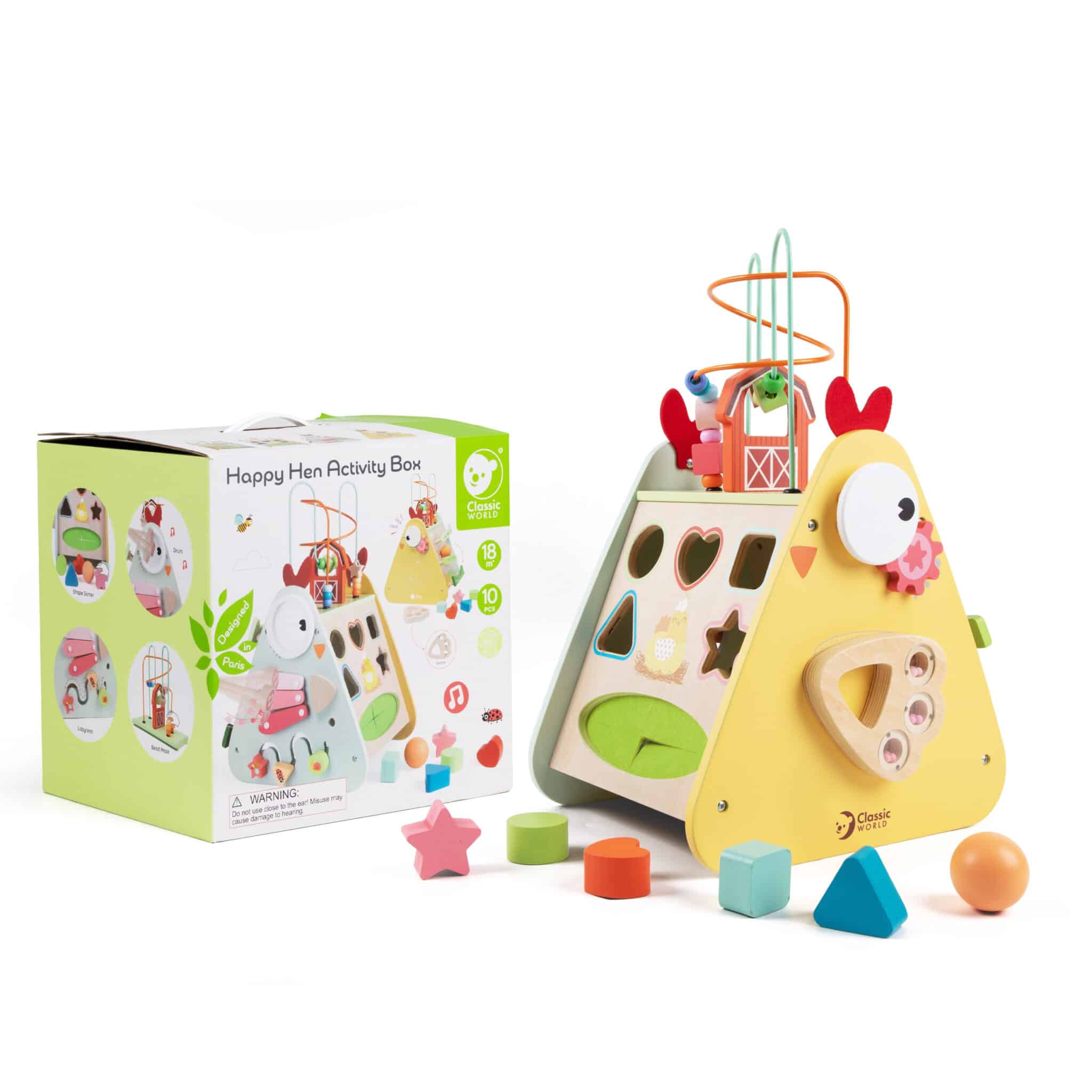 Kostka Montessori 10w1 Szczęśliwa Farma XXL Drewniana Classic World - 014