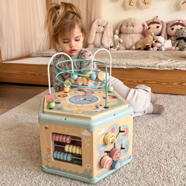 TOOKY TOY Interaktywny Drewniany Sześciokąt Montessori Otwierane Pudełko - 003