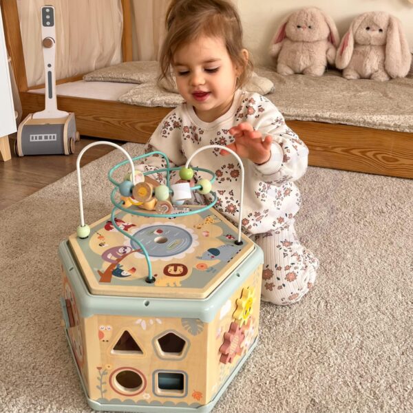 TOOKY TOY Interaktywny Drewniany Sześciokąt Montessori Otwierane Pudełko - 007